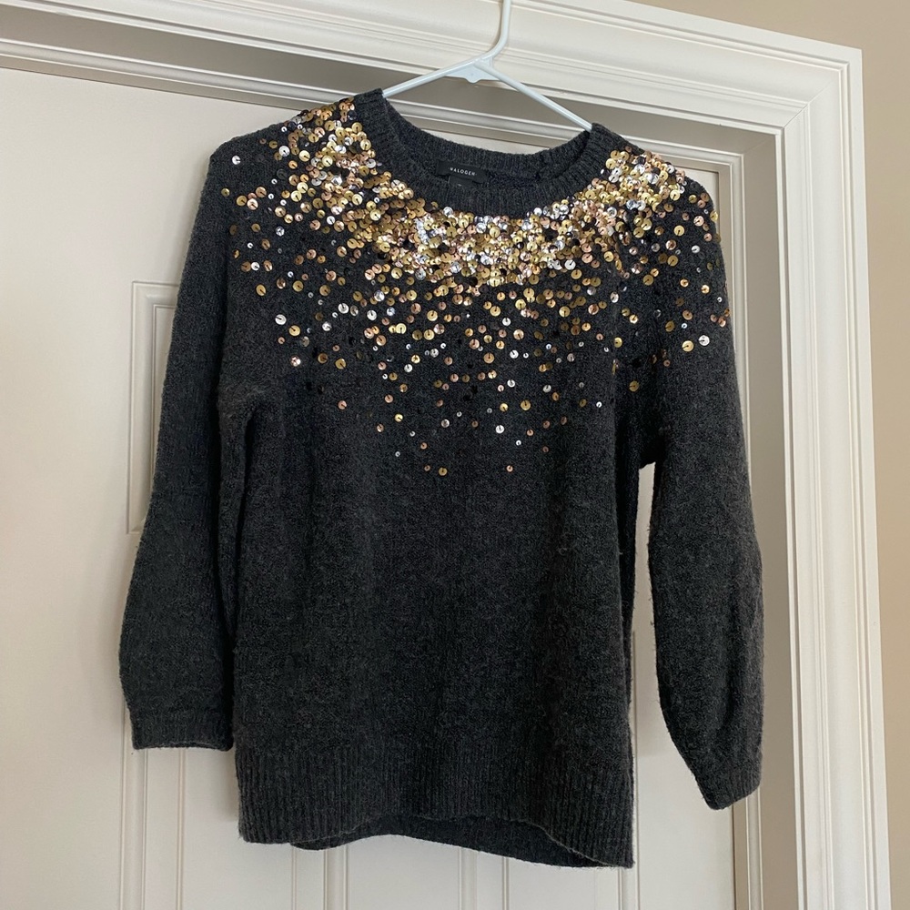 Halogen sweater with gold sequins medium.